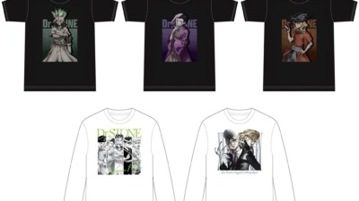 TVアニメ「Dr.STONE」のアクリルジオラマ、アクリルキャラスタンド、リブ付ロングスリーブTシャツ、クリアファイル、Tシャツ、湯のみの受注予約を7月8日より開始