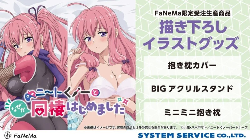 テレビアニメ「ニートくノ一となぜか同棲はじめました」よりヒロインの白津莉のBIGアクリルスタンドや抱き枕カバー、ミニミニ抱き枕が8月18日より予約開始！！